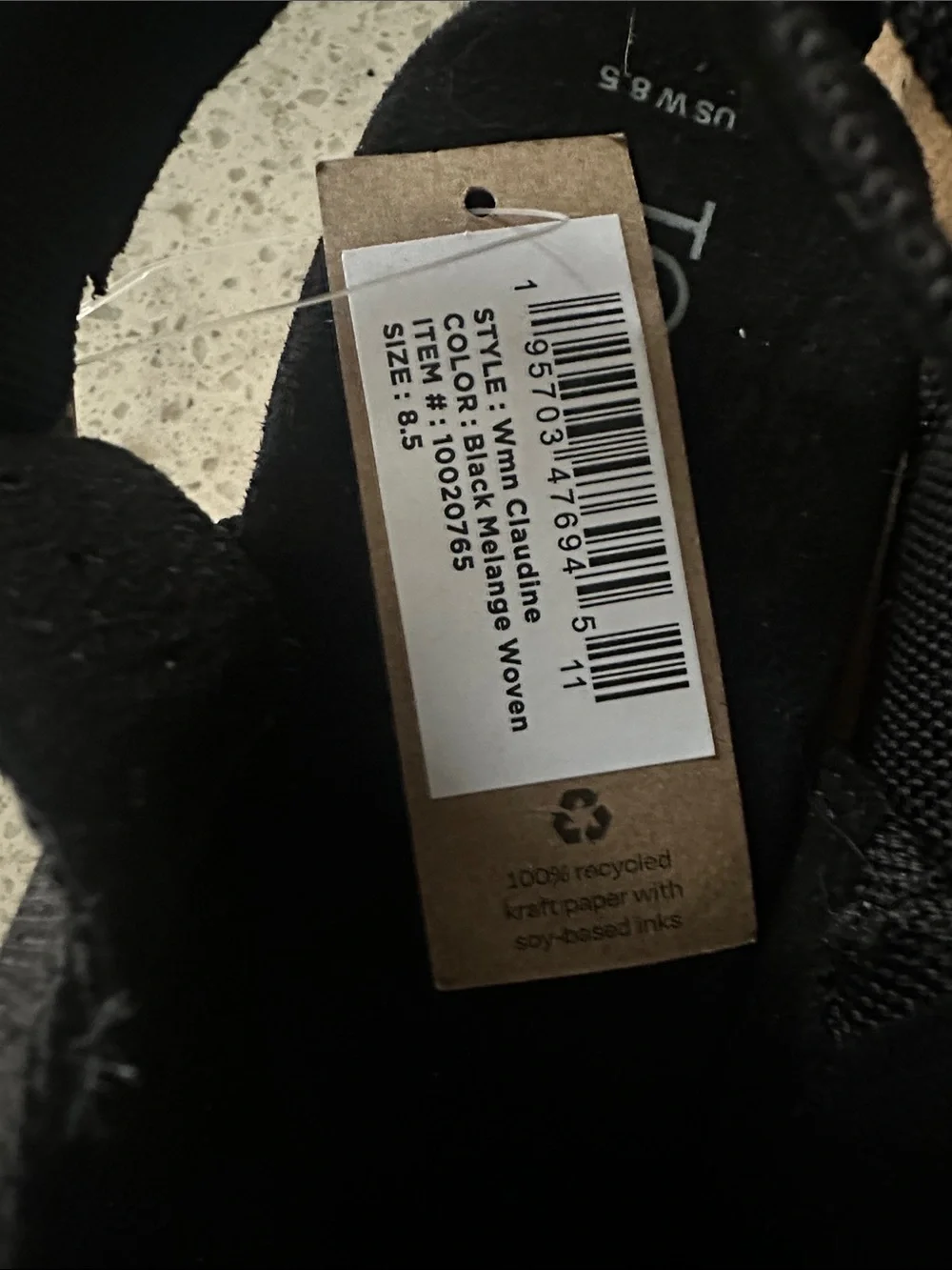 Toms Black Canvas Cork Wedge Slingback Sandals